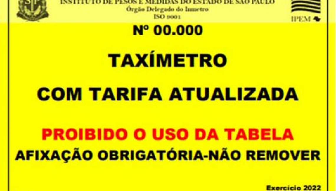 Taxistas da cidade de São Paulo precisam atualizar os taxímetros em virtude dos novos valores da tarifa